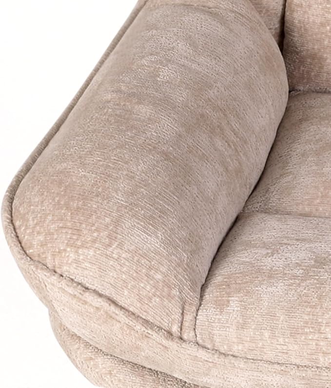360°Free Swivel Accent Chair Set of 2 for Living Room, Slightly 20°Rocking, 24" High Backrest Upholstered Armchair, Ergonomic Design, Chenille Breathable Soft Fabric Modern Single Sofa, Beige