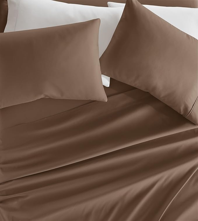 Linen Market Brushed Microfiber Queen Sheet Set 4 Piece – Oeko-TEX Certified Ultra Soft & Wrinkle-Free - 16" Deep Pocket Sheets - Easy Care Queen Size - Taupe