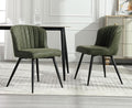 EALSON Modern Dining Chairs Set of 2 Leather Upholstered Accent Dining Room Chairs with Metal Legs Comfortable Armless Kitchen Chairs for Living Room/Dining Room,Green