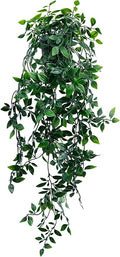 Artificial Hanging Plants for Shelf, Fake Potted Greenery 1-Pack Faux Mandala Vines in Black Pot, Décor for Office Living Room Bathroom Indoor Outdoor