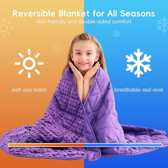 yescool Purple Weighted Blanket 10 Pounds Twin Size Cooling Weighted Throw Blanket, Minky Heavy Blankets Warm Weighted Comforter, Big Washable Thick Blankets Gift for 80-120lbs, 40 * 60in