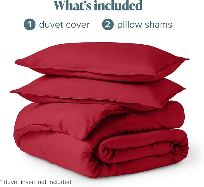 Bare Home Duvet Cover - Oversized King Size Bedding Set - Premium 1800 Super Soft Collection - Lightweight, Cooling - Soft Breathable Duvet Cover (Oversized King, Red)