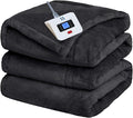Sealy Heated Electric Blanket Full Size, Flannel Electric Blanket with 10 Heating Levels & 1-12 Hours Auto Shut Off, Fast Heating Warming Blanket, Machine Washable, Grey, 80 x 84 Inch