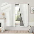 Pitalk Short Linen Textured Blackout Curtains for Kitchen Door 45 Inch Length Bedroom Living Room Bathroom Heat Light Blocking Cute Curtain 45 Inch Long 2 Panel Set Ivory Off White Back Tab Rod Pocket