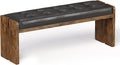 Upholstered Dining Room Bench, Ottoman Bench with PU Leather Padded Seat, Bedroom Bench, Hallway Bench, Entryway Bench for Kitchen, Living Room, Hallway, Entryway, Brown and Black