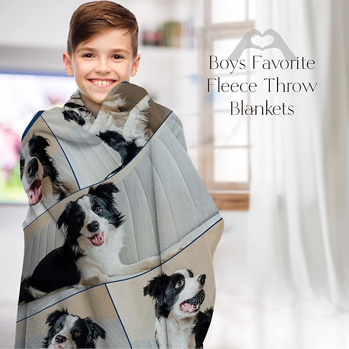 Ships Next Day, Custom Blanket with Picture - Printed in USA, Personalized Photo Blanket 5-Pic(Fleece – 96x120)