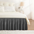 RIMELA Dark Grey Bed Skirt for Queen Size Beds & Matresses Wrap Around Elastic Dust Ruffles for Box Spring, Solid Wrinkle and Fade Resistant Machine Wash Fabric Easy to Install, Bedskirt 15 Inch Drop