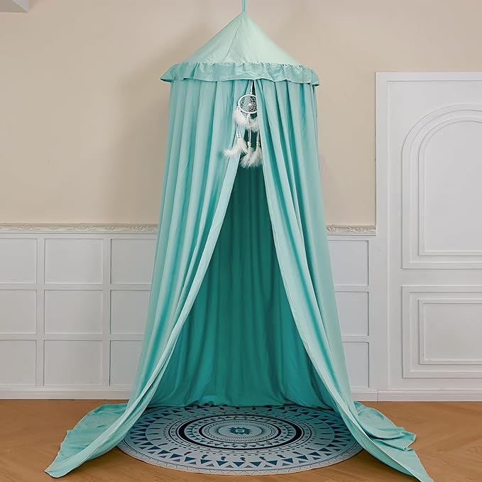 dix-rainbow Princess Decor Canopy for Kids Bed, Soft and Durable Bed Canopy for Girls Room Tent Canopy Dreamy Mosquito Net Bedding, Children Reading Nook Canopies Indoor (Green)