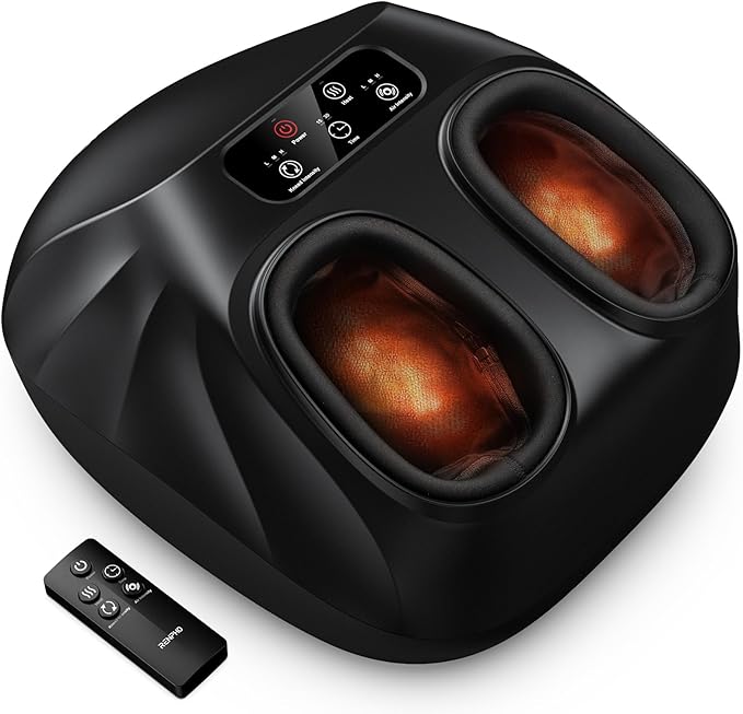 RENPHO Foot Massager Machine with Heat [2026 Upgraded], Shiatsu Foot Massager for Plantar Fasciitis, Foot Massager Machine for Women, Wireless Control, True Full Foot Massager, Up to Size 14, BK
