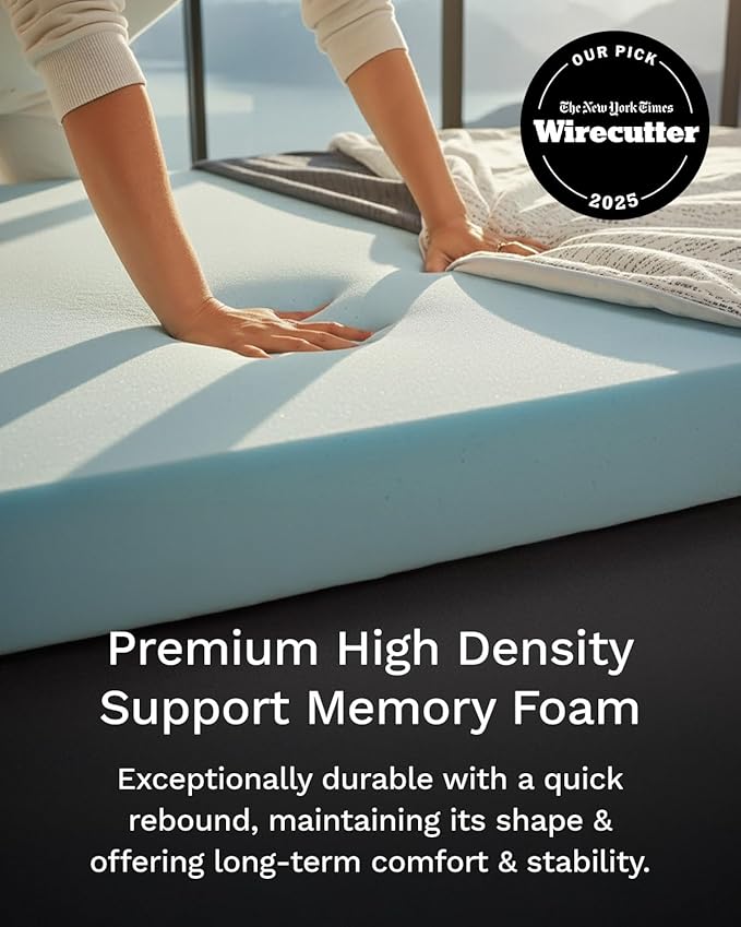 ViscoSoft 4 Inch Memory Foam Mattress Topper King - Select High Density Ventilated Mattress Pad - Premium Removable Rayon Cover