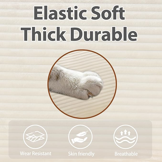 Plush Cloud 3-Seater Sofa with 2 Footstools and Beige Chenille Cushions, Modular 4-Seater Sofa for Small Space Apartment Living Room Bedroom
