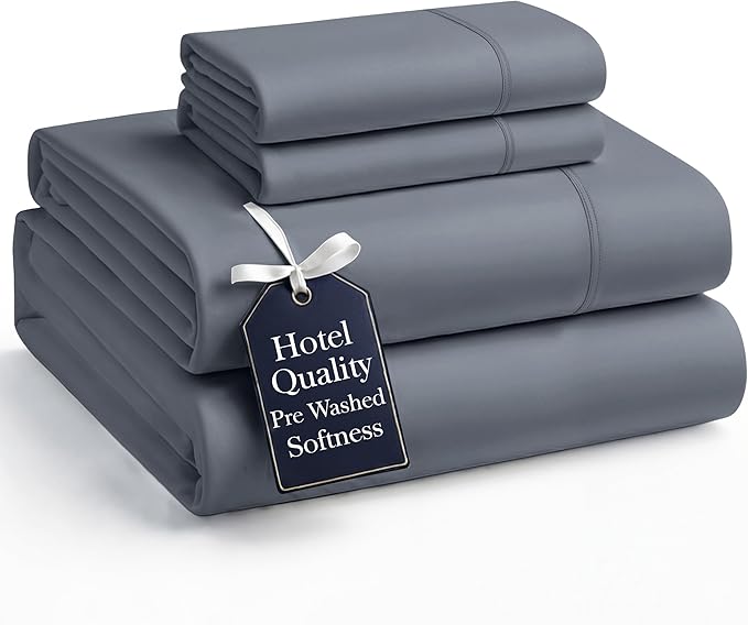 Casa Platino Charcoal California King Sheet Set, 4 Piece Set, Pre-Washed Ultra Soft Bed Sheets, Breathable and Cozy Microfiber Sheet Set with Deep Pockets – California King Bed Set