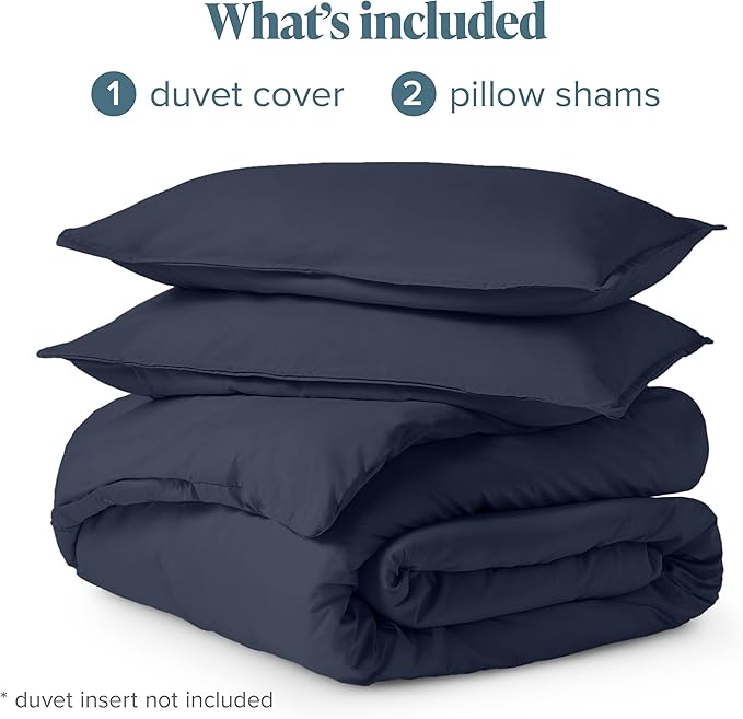 Bare Home Bedding Duvet Cover Queen Size - Premium 1800 Super Soft Collection - Lightweight, Cooling - Soft Breathable Bedding Duvet Cover (Queen, Midnight Blue)
