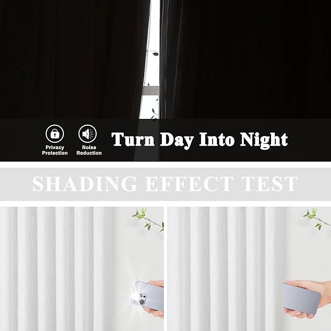 Vision Home Rod Pocket Back Tab White Total Blackout Bedroom Curtains 95 inch for Living Room Nursery Window Panels Thermal Insulated Energy Efficient Soundproof Pure White Drapes 2 Panels 50" Wx95 L