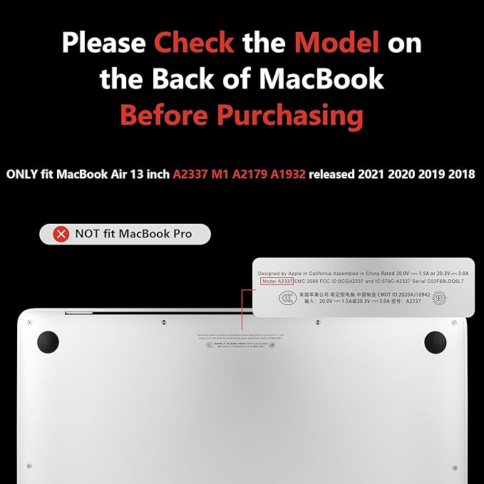 MEEgoodo for MacBook Air 13 inch Case 2021 2020 2019 2018 Released A2337 M1 A2179 A1932 with Touch ID, Plastic Hard Shell & Keyboard Cover Compatible with MacBook Air Case 13.3, Drawn Golden Floral