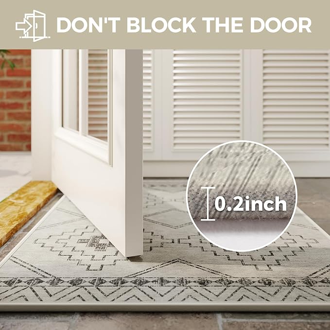 Indoor Door Mat 20"x31",Beige Door Mats Indoor Entrance Dirt Resistant & Absorbent, Non-Slip Rubber Backing Front Door Mats,Washable Low-Profile Doormat for Entryway, Inside Home Entrance