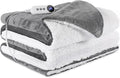 Heated Blanket 72"x84" Full Size, Dual-Sided with Soft Flannel & Sherpa Fabric, Electric Blanket with 9 Heating Levels & 2-10 Hours Auto Off, Machine Washable, Light Gray