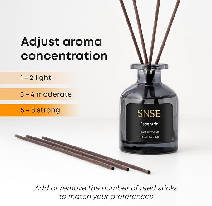 SNSE Escentric Perfumed Reed Diffuser Set - Premium Reed Diffusers for Home with Diffuser Reeds, Luxurious Gift Aroma, Sophisticated Scent, Ideal for Relaxation, Elegant Home Fragrance