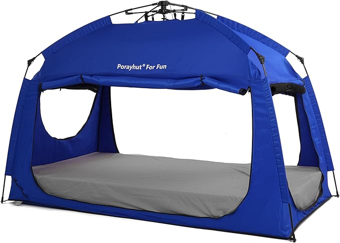 Indoor Instant Privacy Bed Tent for Sleeping,Quick Set-up Bed Canopies,Portable Bed Drapes with Large Space and 3 Doors (Blue, Full)