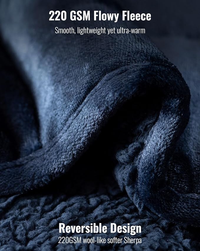 Sivio Sherpa Fleece Weighted Blanket for Adult, 20lbs Heavy Fuzzy Throw Blanket with Soft Plush Flannel, Reversible Full-Size Super Soft Extra Warm Cozy Fluffy Blanket, 60x80 Inch Dual Sided Navy Blue