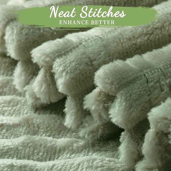 Buryeah 6 Pcs Flannel Throw Blanket Bulk 50 x 60 in Sleepover Blanket Outdoor Wedding Throw Lightweight, Oeko-tex Standard 100 Certified for Sofa Homeless Gifts (Sage Green)