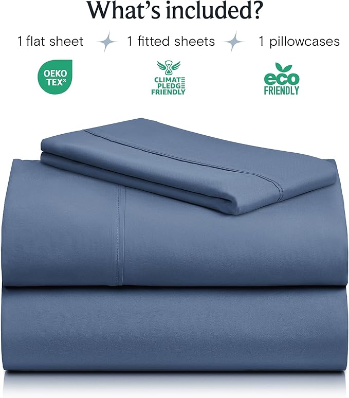 LuxClub 3 PC Twin Sheet Set, Deep Pockets Wrinkle Free Cooling Bed Sheets Hotel Bedding for Women, Men, Kids & Teens, Includes 1 Fitted Sheet, 1 Flat Sheet and 1 Pillowcase-Silky Soft Oxford