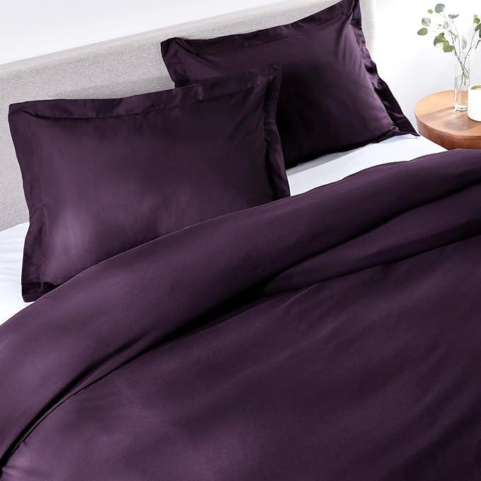 PeachSkinSheets 1500tc Level of Softness Soft Cooling Duvet Cover Set | Queen/Full Size - Eggplant