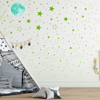 1049 Pieces Luminous Sticker Wall Decal Luminous Stars self-Adhesive Children's Room Wall Stickers Moon and Stars Fluorescent Wall Stickers, Stickers for Children's Rooms Girls Decorative