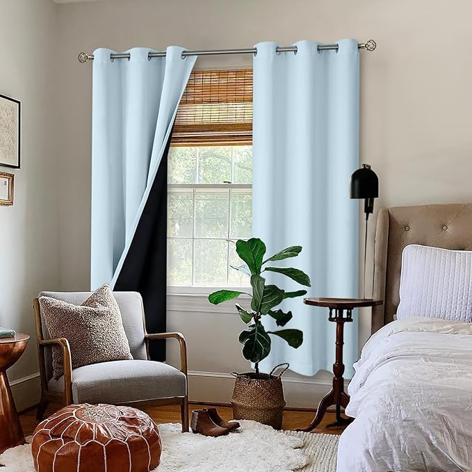 BGment Baby Blue 100% Blackout Curtains for Nursery Bedroom 72 Inch Length 2 Panels, Thermal Insulated Full Light Blocking Grommet Noise Cancelling Window Curtains for Kids Room, 42 Inch Wide Each