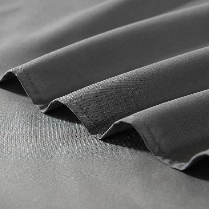 TSUTOMI Bed Skirt King Size Ruffled Bed Skirt with Split Corners, 18 Inch Drop Dust Ruffle Bed Skirts with Platform, Gathered Style, 100% Microfiber, Grey