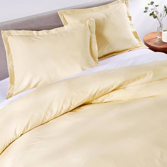 PeachSkinSheets 1500tc Level of Softness Soft Cooling Duvet Cover Set | King/Cali King Size - Buttercream Yellow