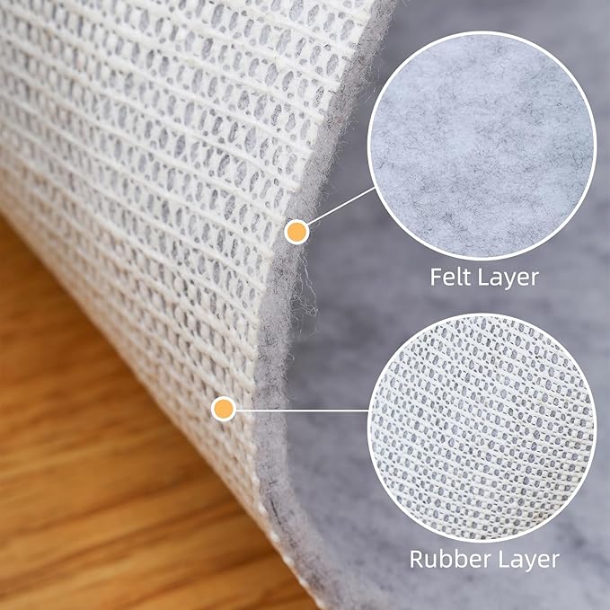 Non Slip Rug Pad, Natural Rubber Backing Rug Pads 1/4” Thick, Felt Rug Gripper Pad, Non Slip Under Carpet Mat, Under Rug Cushion for Hardwood Floors, Carpet Runners (5x8FT)