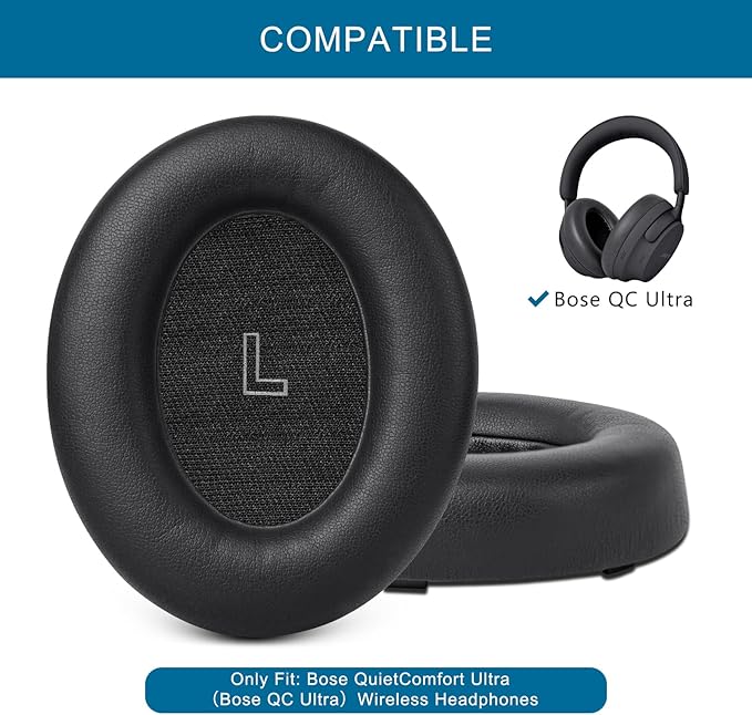 GEVO Earpads Replacement for Bose QuietComfort Ultra (QC Ultra), Ear Pads Cushions Replacement with Protein Leather and Memory Foam,Black