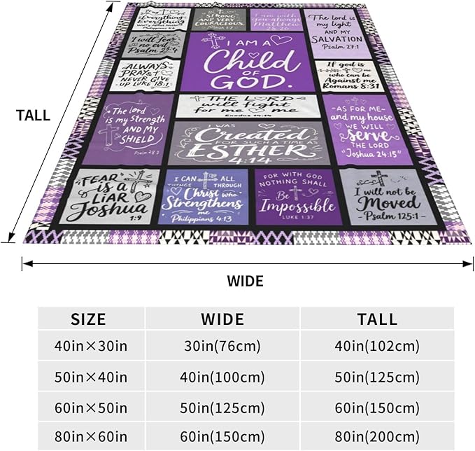 Christian Blanket Gift for Women, Inspirational Throw Blanket for Couch, Soft Lightweight Flannel Blanket, 50"x 60" Thoughts and Prayers Blankets for Bedroom Sofa Living Room Decoration