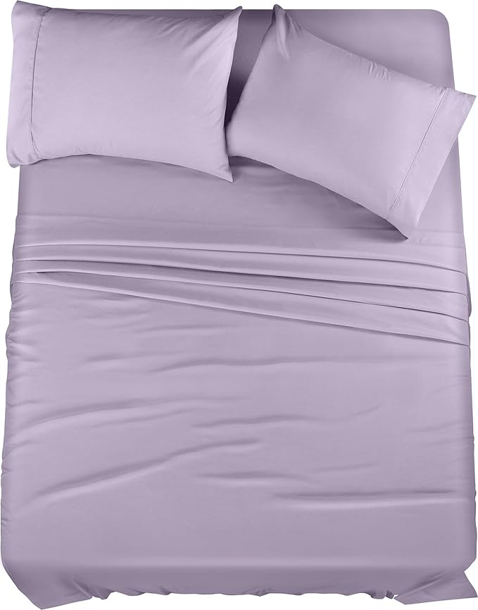 Utopia Bedding Full Sheet Set – 4 Piece Bed Sheets for Full Size Bed, Soft and Breathable Microfiber, Includes 1 Fitted Sheet, 1 Flat Sheet and 2 Pillowcases (Lavender)