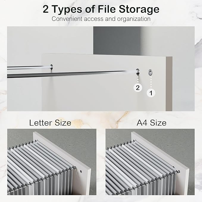 4 Drawer File Cabinet, Wood Filing Cabinet for Home Office with Lock, Power Strip, Storage Shelves, Home Office Lateral File Storage Fits Legal/Letter Size, Light Walnut