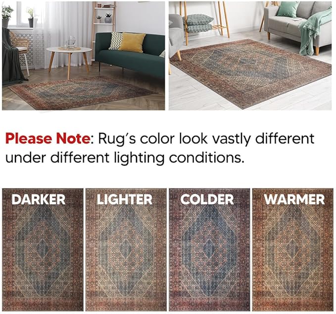 Keen Home Design 2x7 Rug - Machine Washable Runner Rug with Non-Slip Backing, Ideal for Hallway, Entryway, Kitchen, Laundry Room - Vintage, Easy Clean, Durable, Low Pile Rug - (2'6" x 7')