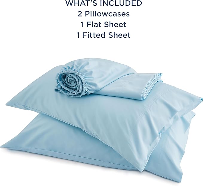 Bedsure Queen Sheet Set, Rayon Derived from Bamboo, Cooling Sheets, Breathable & Soft, Deep Pocket Up to 16 Inches, Hotel Luxury Silky Bedding for Hot Sleepers, Aqua