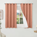 100% Linen Blackout Curtains for Bedroom Living Room 45 Inch Long 2 Panels, Thermal Insulated Light Blocking Soundproof Curtains, Noise Reducing Window Drapes 52x45 Inch 2 Panels, Terracotta