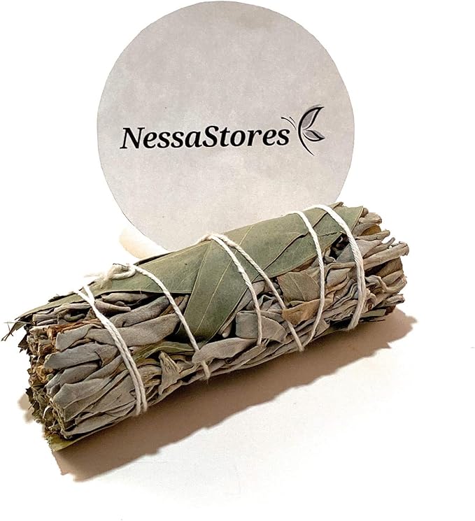 NESSASTORES - California White Sage + Eucalyptus Smudge Stick 4" Bundle #JC-167 (80 pcs)