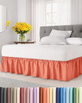 Wrap Around Dust Ruffle Bed Skirt - Coral - Twin/Twin XL Size Beds with 18 Inch Drop - Easy Fit Elastic Strap - Adjustable Pleated Bedskirt w/Brushed Fabric - Wrinkle Free - Women, Men, Kids & Teens