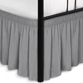 Biscaynebay Wrap Around Bed Skirts with Split Corners for Queen Beds 18" Drop, Silver Grey Adjustable Elastic Dust Ruffles Easy Fit Wrinkle Resistant Silky Luxurious Fabric Machine Washable