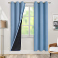 BGment Thermal Insulated 100% Blackout Curtains for Bedroom with Black Liner, Double Layer Full Room Darkening Noise Reducing Grommet Curtain (42 x 84 Inch, Denim Blue, 2 Panels)
