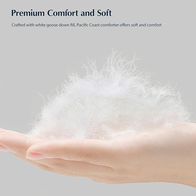 Pacific Coast Queen Comforter, White Goose Down Bed Comforter Queen Size,All Season Ultra Soft 100% Cotton Luxury Hotel Duvet Insert, 90"x90"