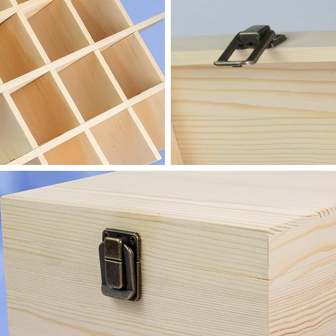 Essential Oil Storage Box Wooden Essential Oils Display Organizer Stand Holder for 15 ml Bottles Nail Polish Collection. 25 slots (Type A)