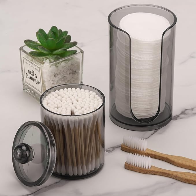 LoveBB 3oz-5oz Bathroom Cup Dispenser with 10oz Qtip Holder, Small Disposable Paper Cup Holder Bathroom Accessories for Rinsing/Mouthwash Cups, Black