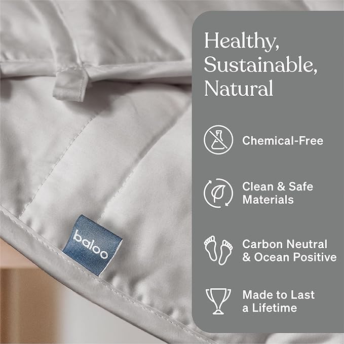 Baloo Weighted Blanket for Adults 20 lb (Silver Sage, 60"x80") | Cool & 100% Cotton | Machine Washable & Dryer Safe | Glass Microbead Fill