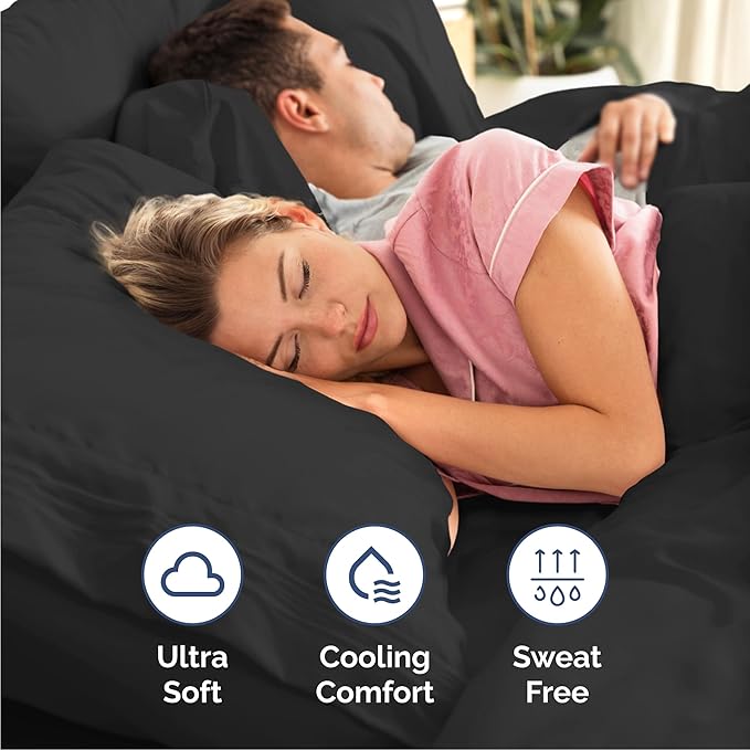Cal King Size 4 Piece Sheet Set - Comfy Breathable & Cooling Bed Sheets Set - Hotel Luxury Bedding for Women, Men, Kids, Teens, Boys & Girls - Deep Pockets, Ultra-Soft, Wrinkle Free - Oeko-Tex - Black