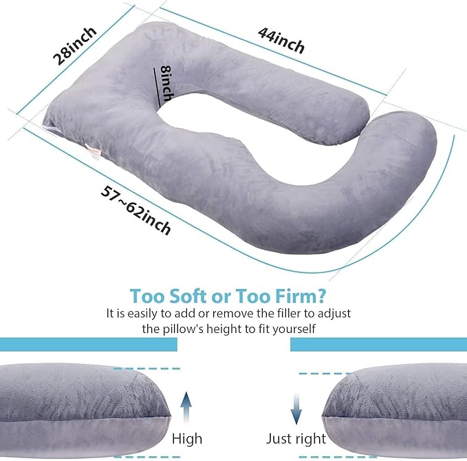 Pregnancy Pillow J-Shaped Full Body Pillow,59 inch with Jersey Cover Easy to Remove and Wash, Support Pregnant Women's Backs Legs and HIPS, Improve Sleep,Pregnancy Pillow for Women ，Dark Blue