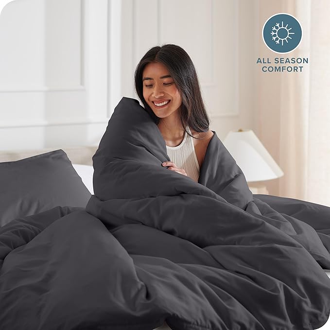 Bare Home Bedding Duvet Cover California King Size - Premium 1800 Super Soft Collection - Lightweight, Cooling - Soft Breathable Bedding Duvet Cover (Cal King, Forged Iron Grey)